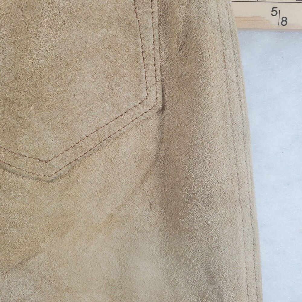 sz 6 28x30 Lauren Ralph Lauren Suede Pants Leather Tan Camel Preppy Equestrian - Picture 10 of 15